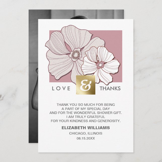 Floral Bridal Shower Thank You Photo Cards (Front/Back)