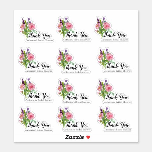 Floral Bridal Shower Thank You Set Sticker