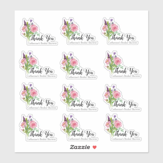 Floral Bridal Shower Thank You Set Sticker (Sheet)