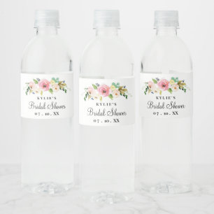 Floral Bridal Shower Water Bottle Label, Custom Water Bottle Label