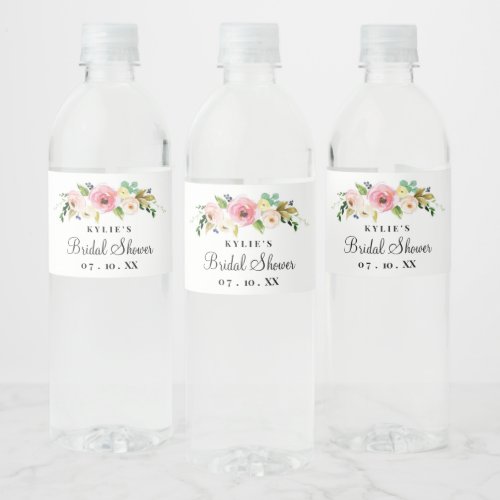 Floral Bridal Shower Water Bottle Label Custom  Water Bottle Label