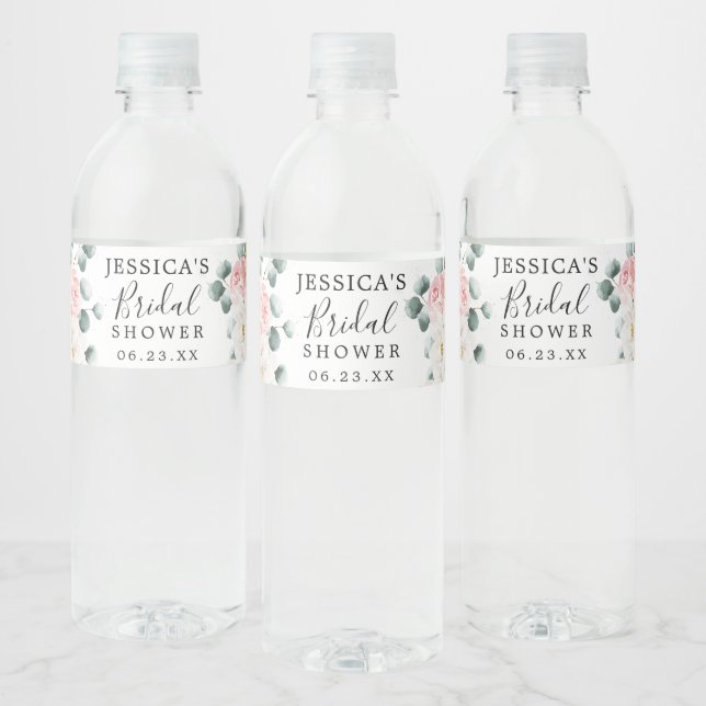 Floral Bridal Shower Water Bottle Labels (Bottles)
