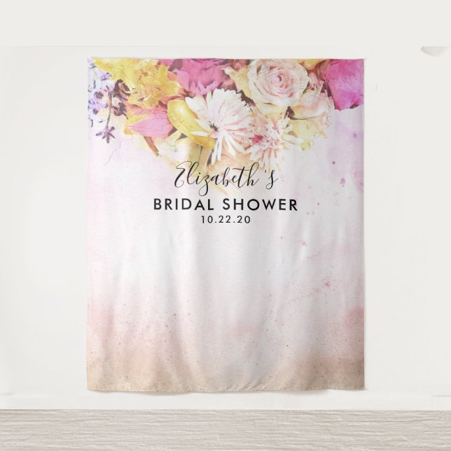 Floral Bridal Shower Wedding Photo Booth Backdrop (Front)