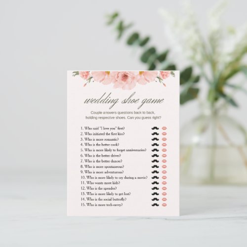 Floral Bridal Shower Wedding Shoe Game Card