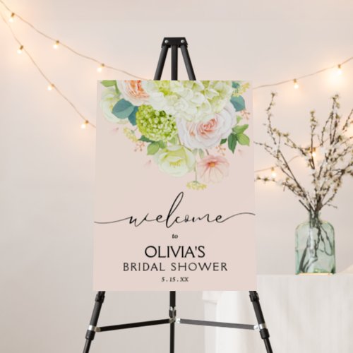 Floral Bridal Shower Welcome Blush Pink Foam Board