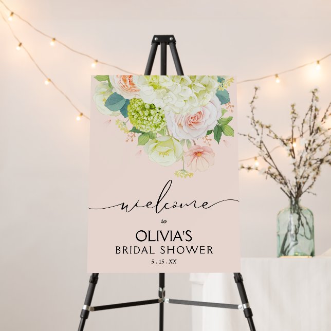 Floral Bridal Shower Welcome Blush Pink Foam Board (In Situ (Stand))