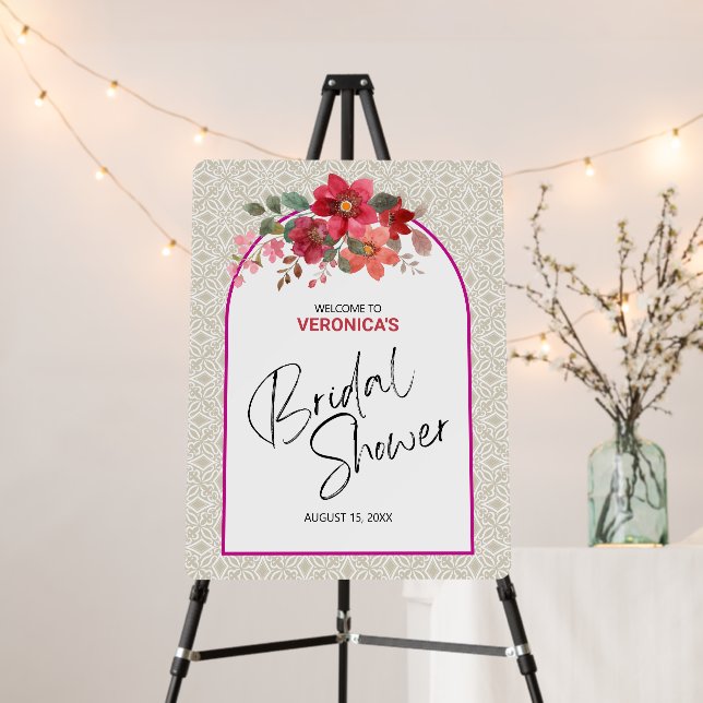 Floral Bridal Shower Welcome Sign Foam Core (In Situ (Stand))