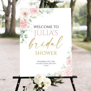 Floral Bridal Shower Welcome Sign Template, Blush 