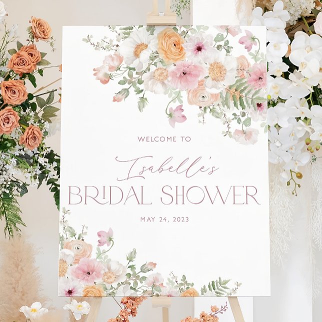 Floral Bridal Shower Welcome Sign Template, Spring (Creator Uploaded)