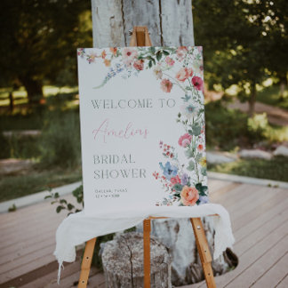 Floral Bridal Shower Welcome Sign Wildflower