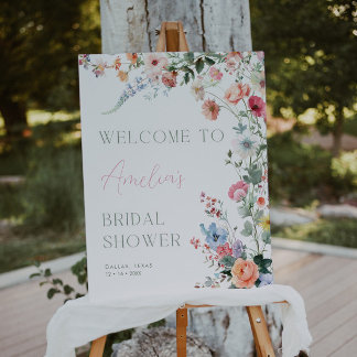 Floral Bridal Shower Welcome Sign Wildflower