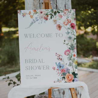 Floral Bridal Shower Welcome Sign Wildflower