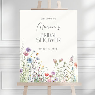 Floral Bridal Shower Welcome Sign With Wildflower 