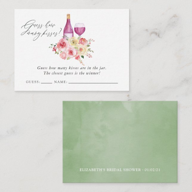 Floral Bridal Shower Wine Tasting Game Enclosure Card (Front/Back)