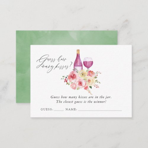 Floral Bridal Shower Wine Tasting Game Enclosure Card
