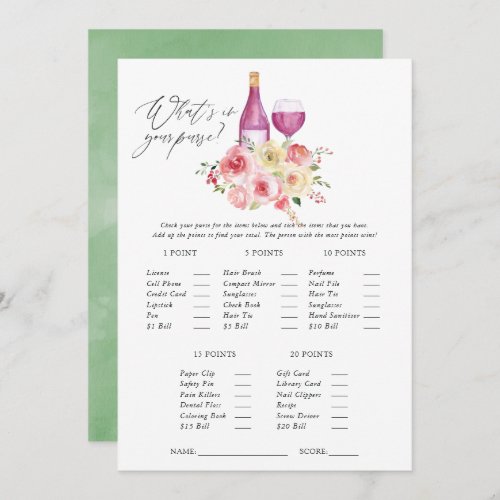 Floral Bridal Shower Wine Tasting Game Invitation
