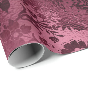 Floral Bridal Wedding Birthday Glitter Burgundy Wrapping Paper
