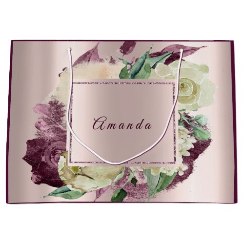 Floral Bridal Wedding Birthday Roses Marsala Blush Large Gift Bag