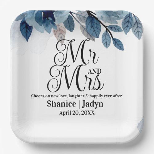 Floral Bride and Groom Custom Wedding Plate