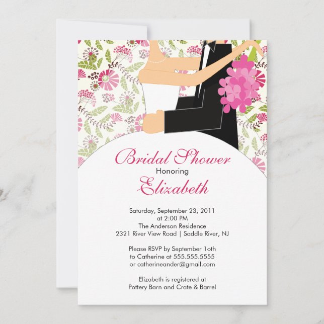 Floral Bride Bridal Shower Invitation Pink (Front)