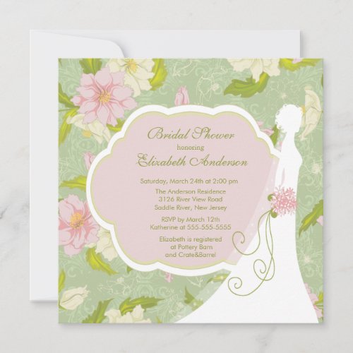 Floral Bride Bridal Shower Invitation Pink