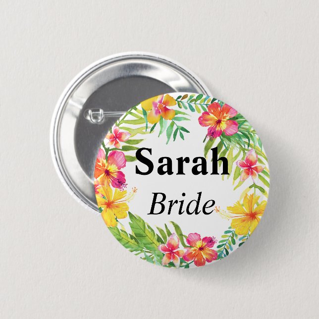 Floral Bride Button (Front & Back)