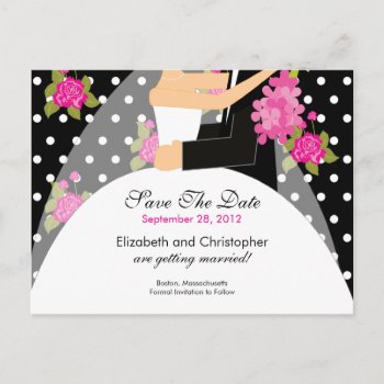 Floral Bride & Groom Save The Date Invitation by celebrateitinvites at Zazzle