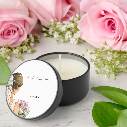 Floral bride mini candle favors