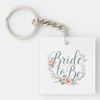 Floral Bride to Be Paper Plates, Blush Pink Roses  Keychain