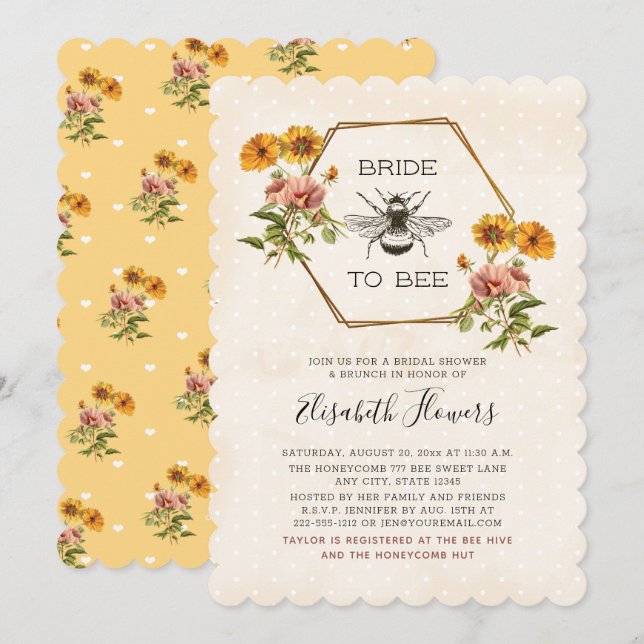 Floral Bride To Bee Bridal Shower Invitation (Front/Back)