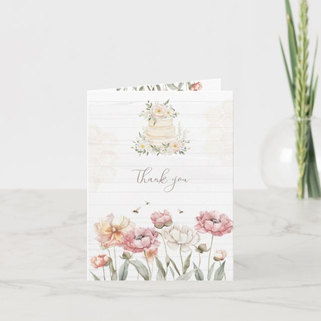 Floral Bride to Bee Bridal Shower Thank you Cards (Front)
