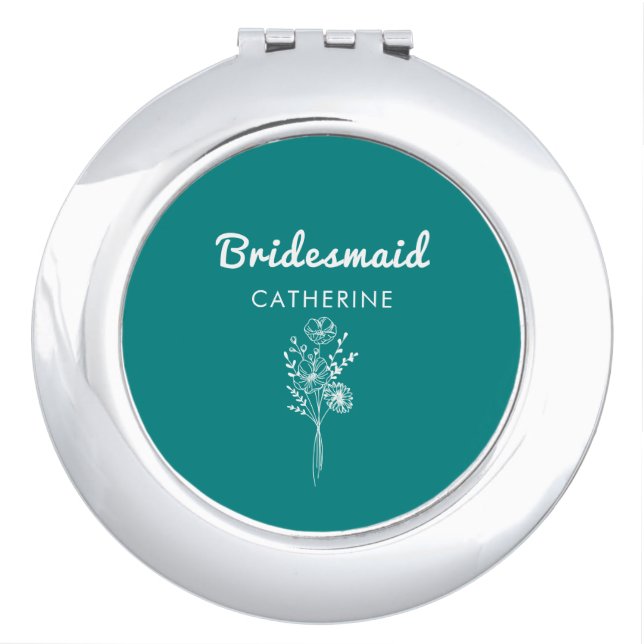 Floral Bridesmaid Bride Tribe Maid of honor Gift Compact Mirror (Front)