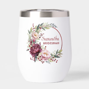 Floral Bridesmaid favor gift Thermal Wine Tumbler