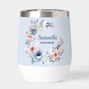 Floral Bridesmaid favor gift Thermal Wine Tumbler