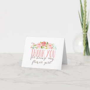 Floral Bridesmaid Flower Girl Thank You Folded Card