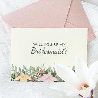 Floral Bridesmaid Proposal Wedding Card