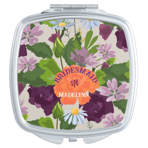 Floral Bridesmaid Survival Kit Gift Elegant   Compact Mirror