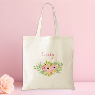 Floral Bridesmaid Wedding Favor Tote Bag