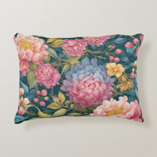 Floral Bright Colorful Flowers Accent Pillow