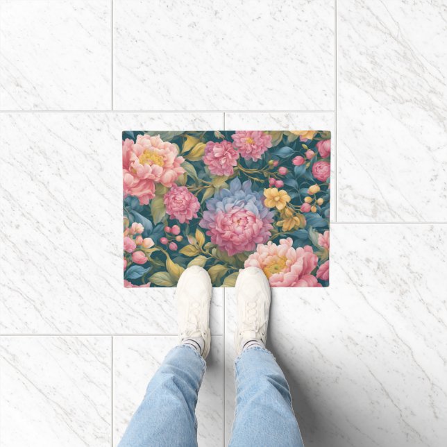 Floral Bright Colorful Flowers Doormat (Indoor)