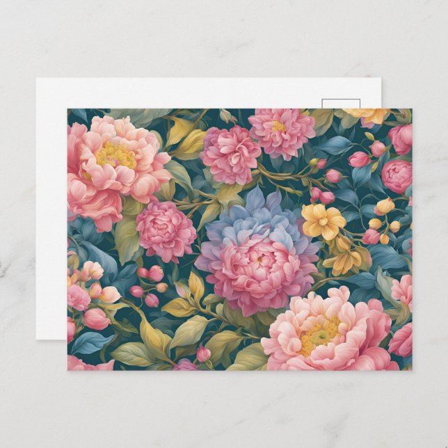 Floral Bright Colorful Flowers Postcard (Front/Back)
