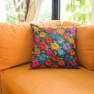 Floral Bright Colorful Spring Throw Pillow