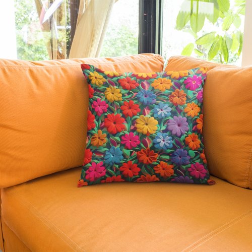 Floral Bright Colorful  Spring Throw Pillow