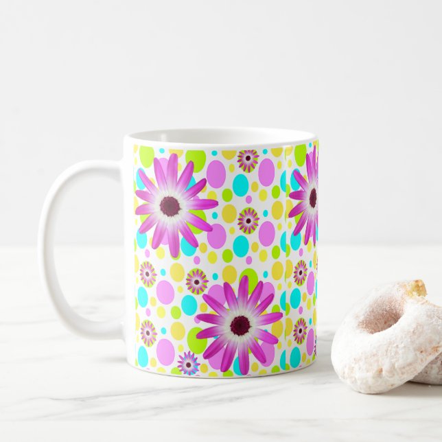 Floral Bright Colors Mug (With Donut)