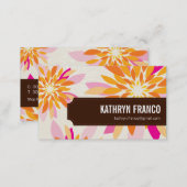 FLORAL bright modern dahlia yellow orange pink Business Card (Front/Back)