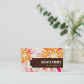 FLORAL bright modern dahlia yellow orange pink Business Card (Standing Front)