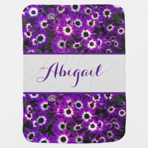 Floral Bright Purple Petals Garden Flowers Baby Blanket