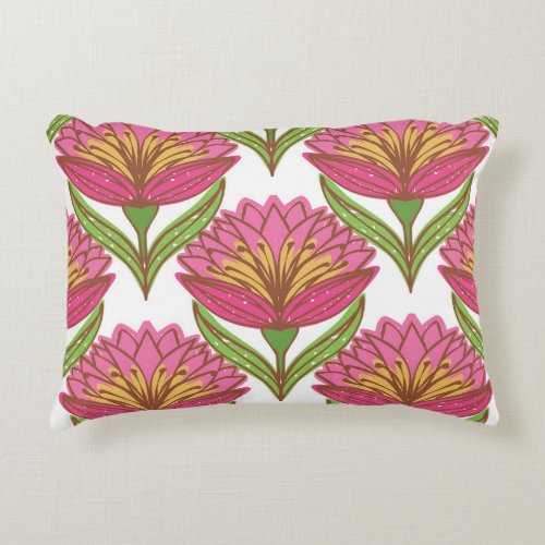 Floral Brightness Red White Vintage Accent Pillow