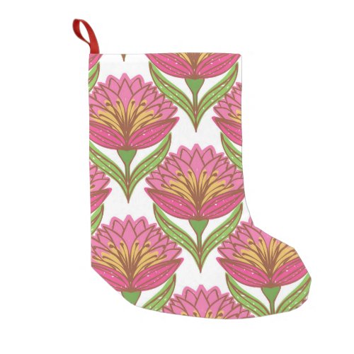 Floral Brightness Red White Vintage Small Christmas Stocking