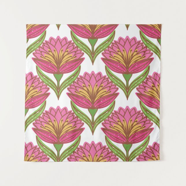 Floral Brightness: Red White Vintage. Tapestry (Front)
